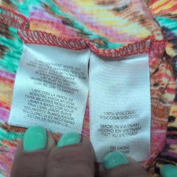 Jones New York Sport Multicolor Boho Decorative Tie Blouse Size XL - Picture 5 of 5